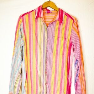 PINK (VS) Vintage Colorful Striped Button-Up Shirt